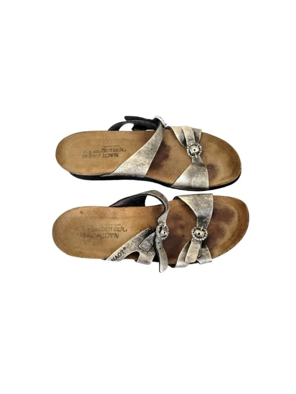 Naot Women's Kate Metallic Silver Leather Sandals Size EU 40 US 9 Adjustable Str - Picture 7 of 7